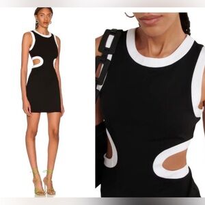 NWT Staud Mini Dolce Black & White Mini Dress With Cut outs